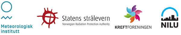 Logoene til samarbeidspartnerne NILU, Kreftforeningen, Statens strålevern og Meteorologisk institutt